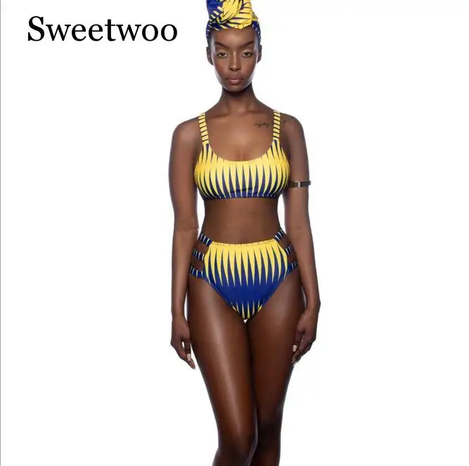 Модное бикини с принтом 2 шт. женские сексуальные африканские пляжные купальники