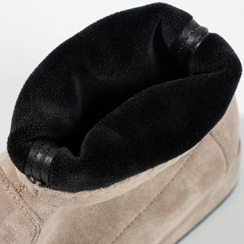Botines Mujer; коллекция года; зимние ботинки; женские Модные осенние ботинки из флока на меху с острым носком без застежки; Женская обувь в стиле панк и Готика