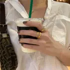 Набор женских колец из титана и золота, корейские толстые свадебные кольца из нержавеющей стали, оптовая продажа