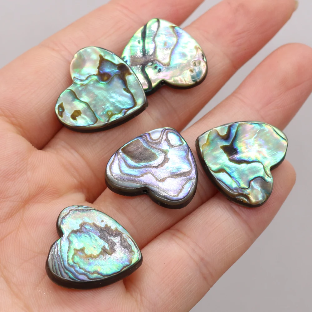 

4pcs Natural Shell Loose Spacer Beads Heart Shape Abalone Shell With Hole For Jewelry Necklace Bracelet Accessories Size 12mm
