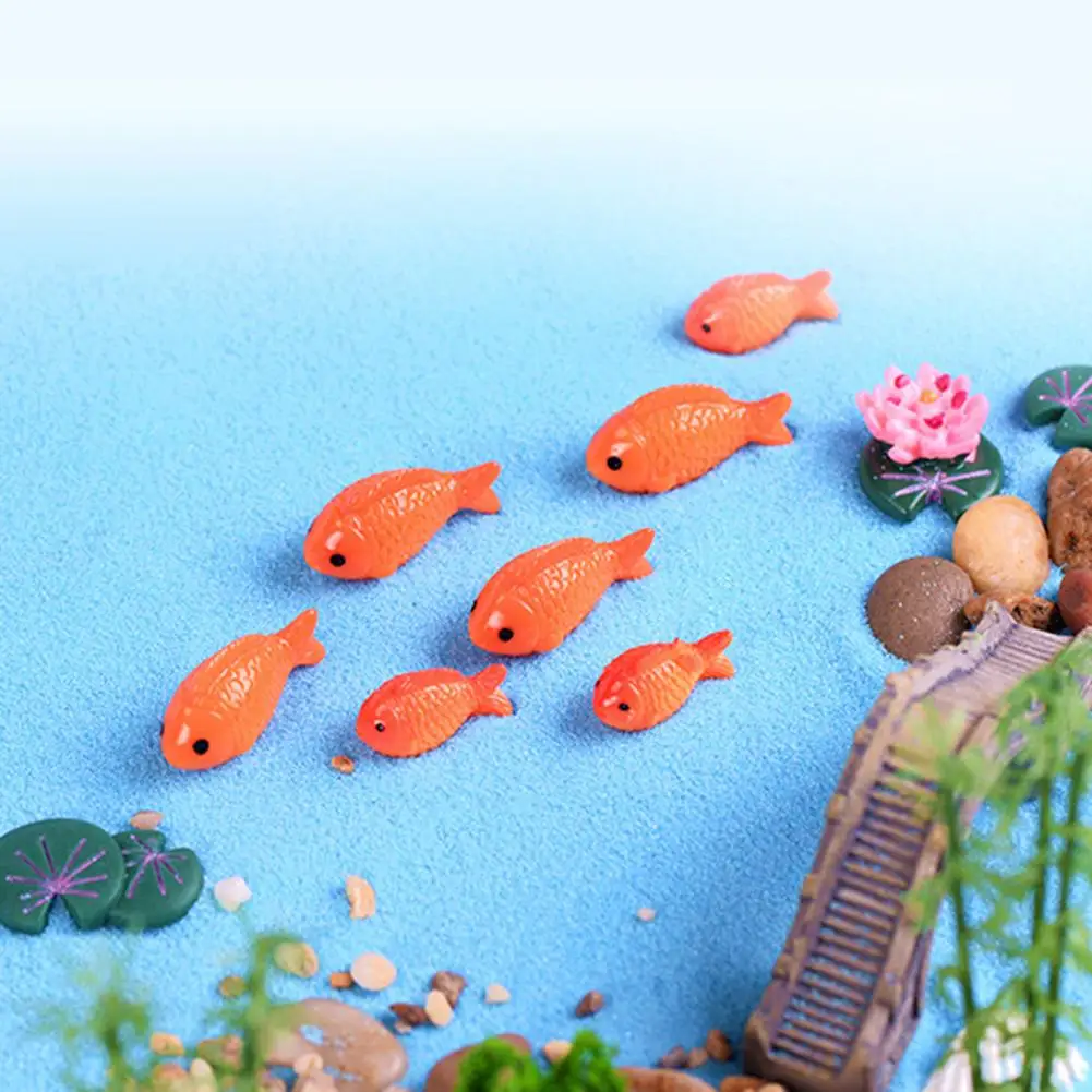 

10Pcs Resin Fish Fake Lotus Leaf Flower Miniature Ornament Garden Bonsai Decor