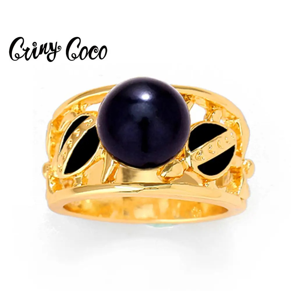 

Cring Coco Hawaii Rings for Women Fashion Gold Color Pearl Jewelry Trendy Polynesian Imitation Style Sea Turtle Finger Ring Hot