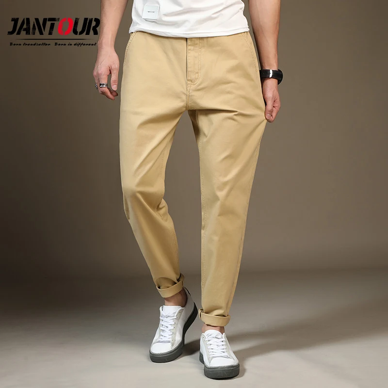 

Jantour Men Pants Autumn Winter Fashion 4 Colour Pantalon High Elasticity Slim Trousers Casual Business Pants Man Plus Size 48