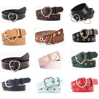 62 styles women sweet heart shaped golden silver color buckle belts leather designer new ladies dress trouser jeans waistband