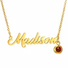 Персонализированные Пользовательское Имя ожерелье ювелирные изделия нержавеющей стали хрусталь камень ожерелья с буквой табличка для подарок на день рождения для мужчин и женщин