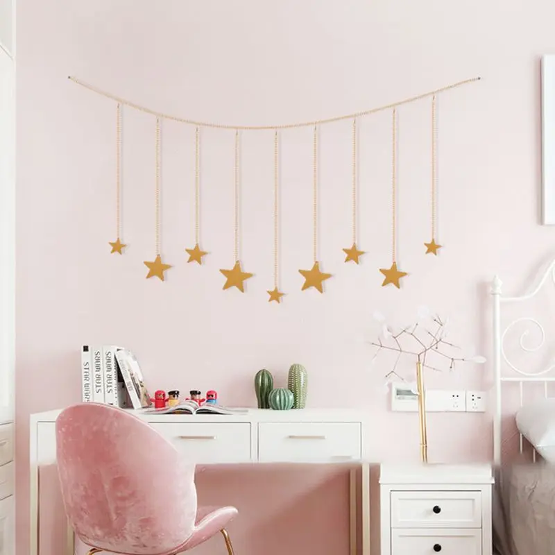 

Stars Garland with Chains Wall Hanging Art Decoration for Home Office Nursery Room Dorm