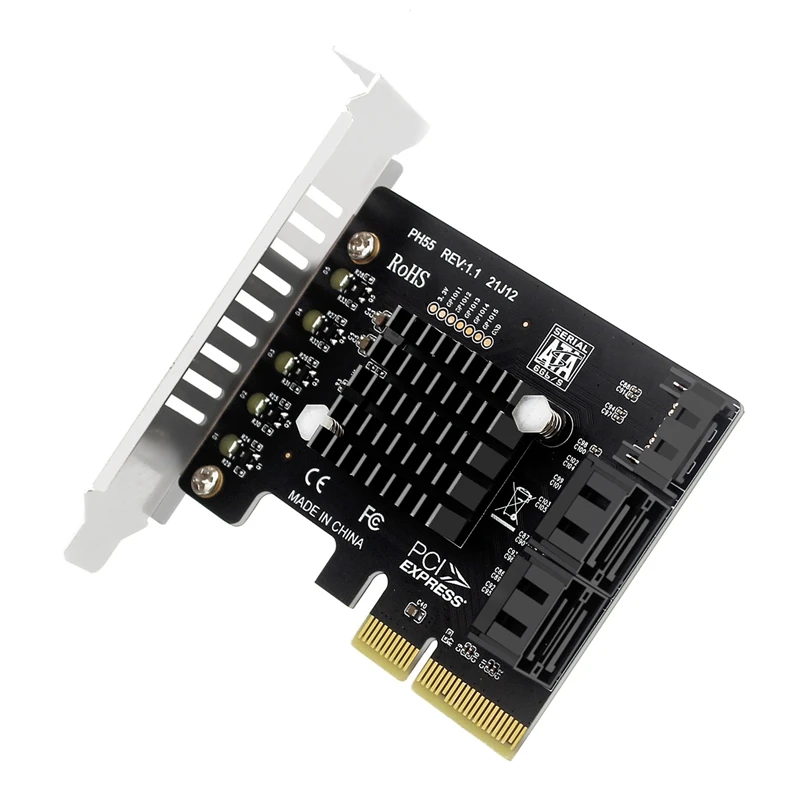 

PCI-E to Sata Adapter Card 5 Ports for PCI-E X4 Support Os X/Windows7/8/10 Multi-System Plug and Play