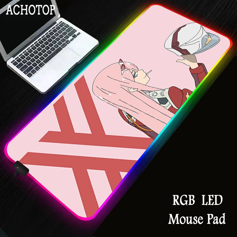 

Anime Zero Two Anime Mouse Pad RGB Gaming Mousepad Darling In The Franxx Sexy Girl LED Color Light Desktop Gamer XXL Desk Mat