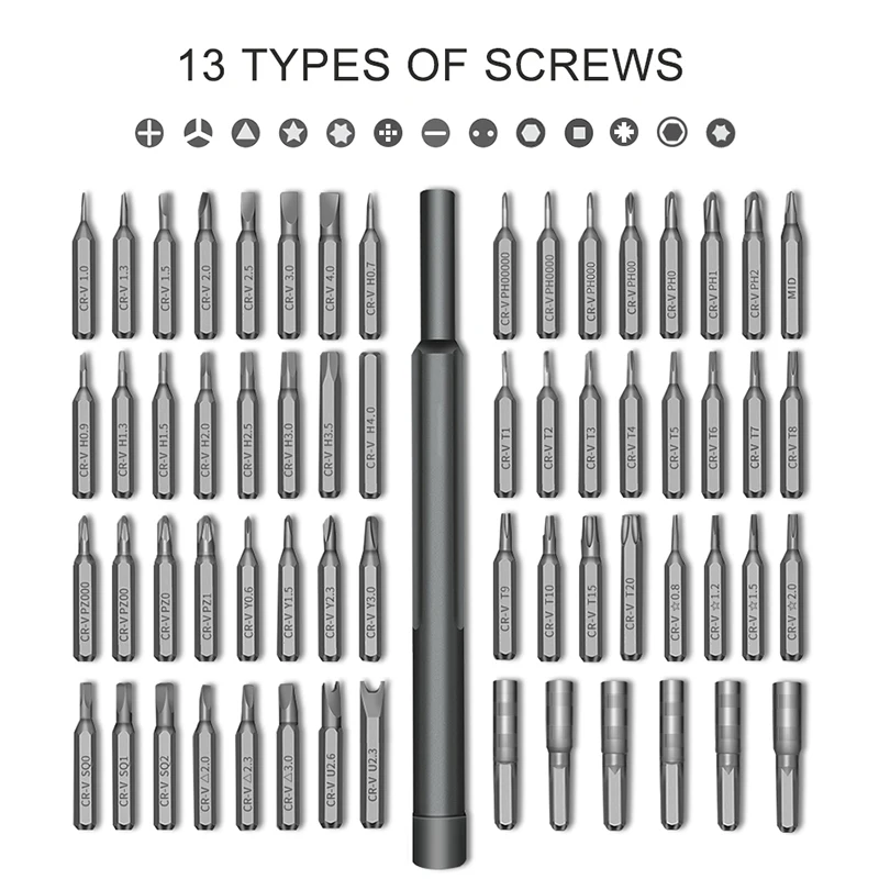 

QUK 63 In 1 Screwdriver Set Precision Magnetic Screw Driver Bits Torx Hex Bit Handle Mobile Phone Repair Screwdrive Kit Tools