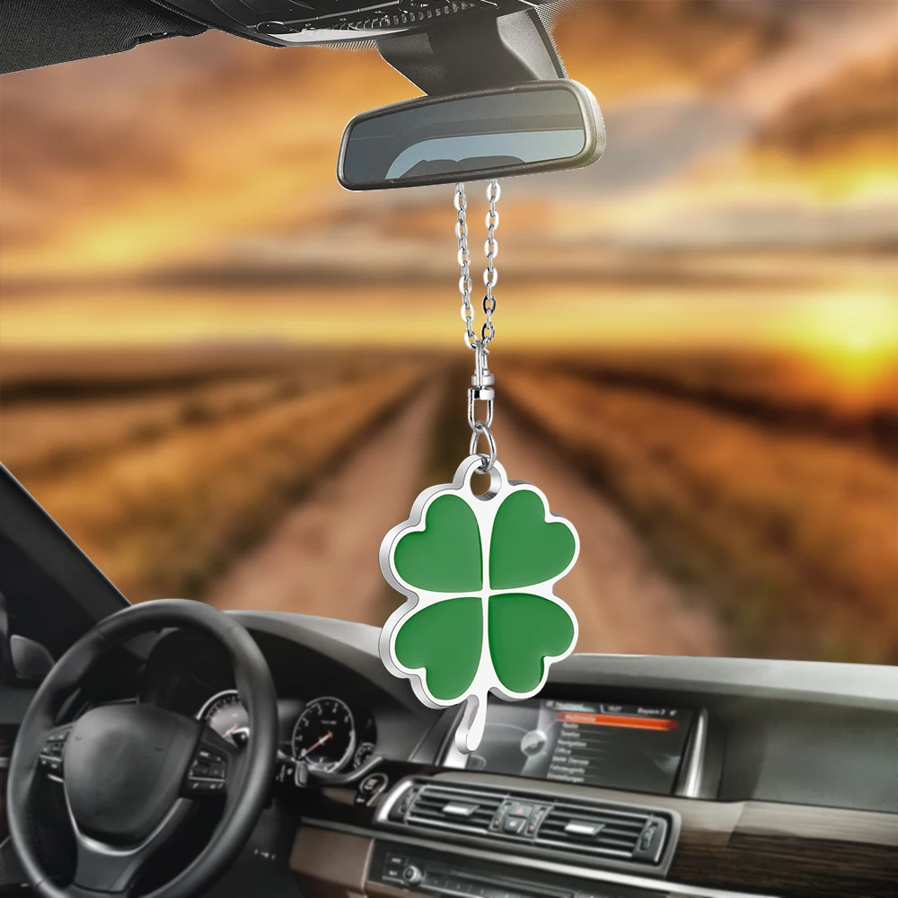 

Car Pendant Beautiful Lucky Clover Ornaments Charms Rearview Mirror Decoration Hanging Auto Decor Cars Accessories Styling Gifts
