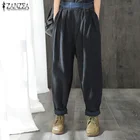 Винтажные вельветовые брюки ZANZEA 2020, повседневные синие джинсовые брюки в стиле пэчворк, женские штаны с эластичным поясом S-