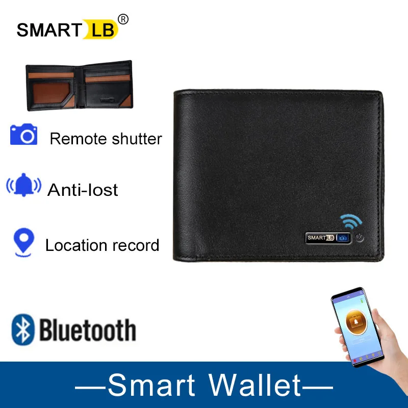 Умный кошелек для мужчин короткий бумажник из натуральной кожи с функцией записи