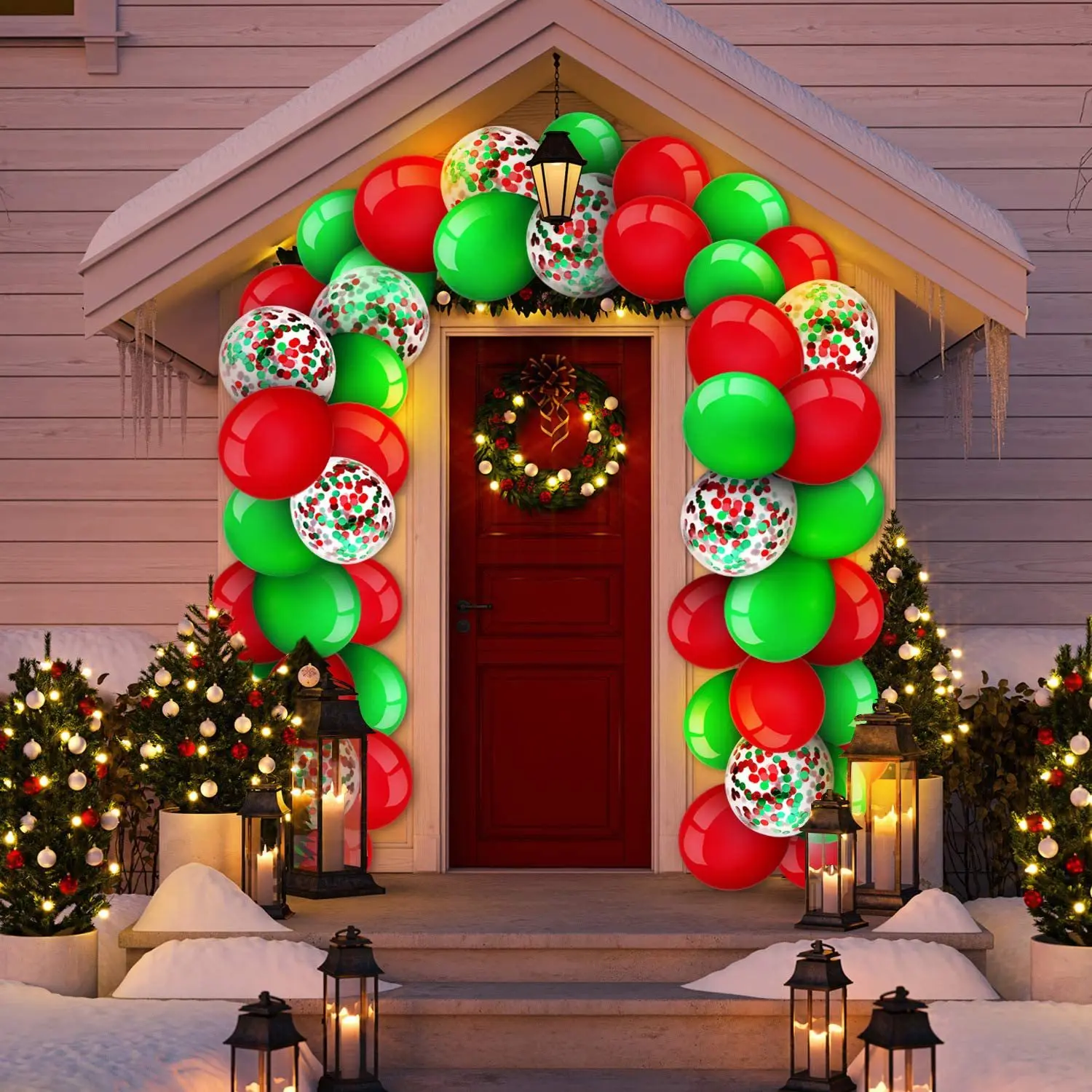 

189pcs/lot Classic Red and Green Christmas Latex Balloon Chain Garland Set Christmas Decoration Birthday Party Supplies Balloons