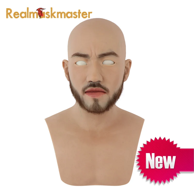 Realmaskmaster силиконовые маски для Хэллоуина для всего лица, бороды, маски предметы для вечеринок, мужские Фетиш маски для кожи человека