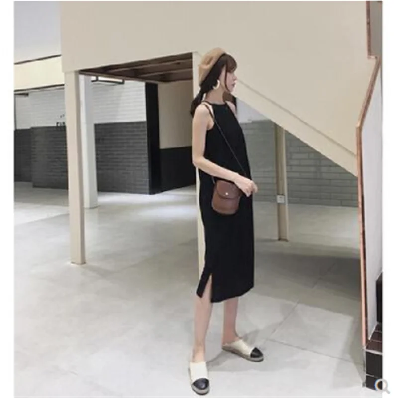

Korean fashion sexy lazy wild sling dress female summer 2021 new split slim slimming long skirt