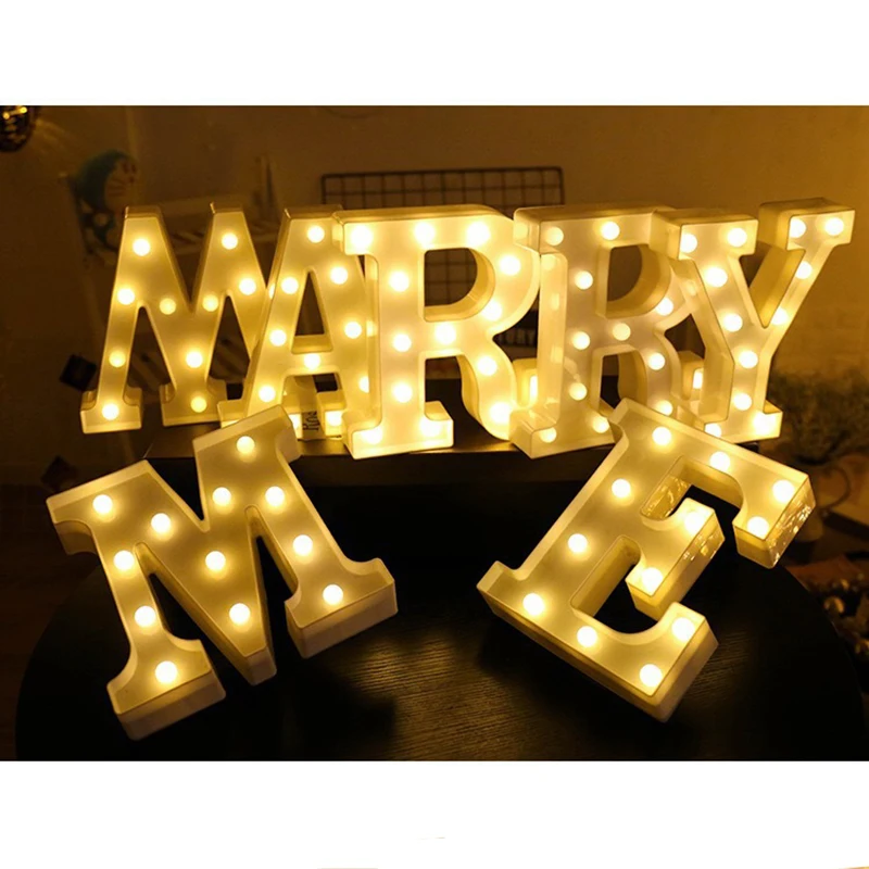 Ночсветильник с неоновым алфавитом 26 букв изменение цвета для дня рождения