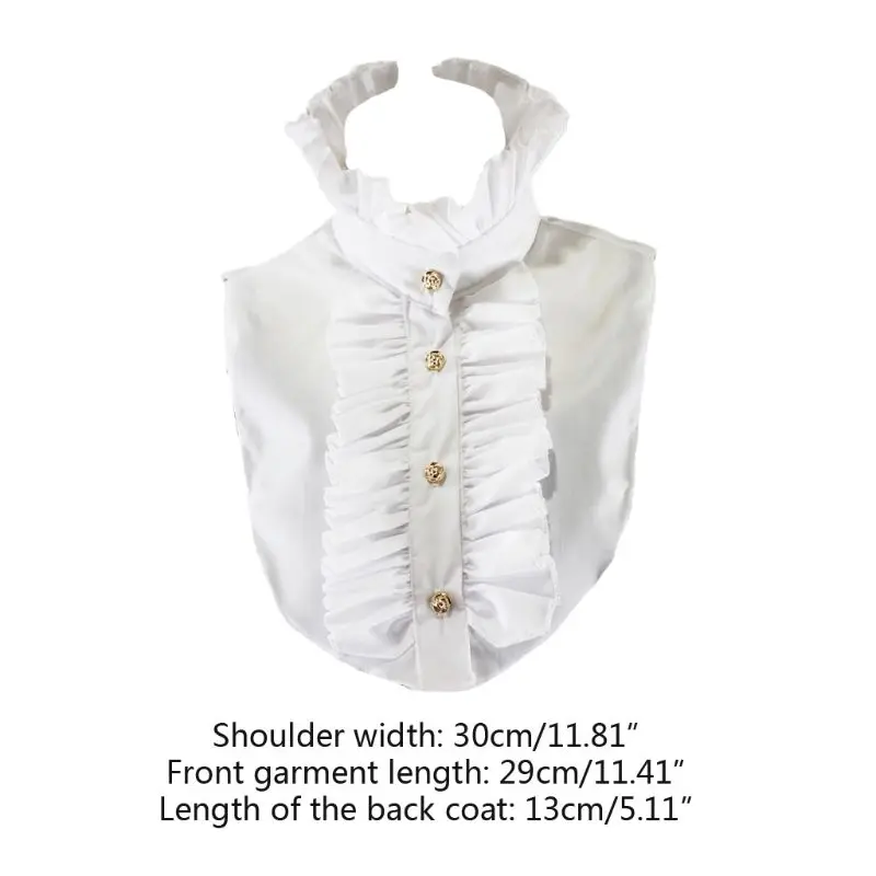 

Womens Victorian Vintage Palace Half Shirt Blouse Stand-Up Ruffles Fake Collar