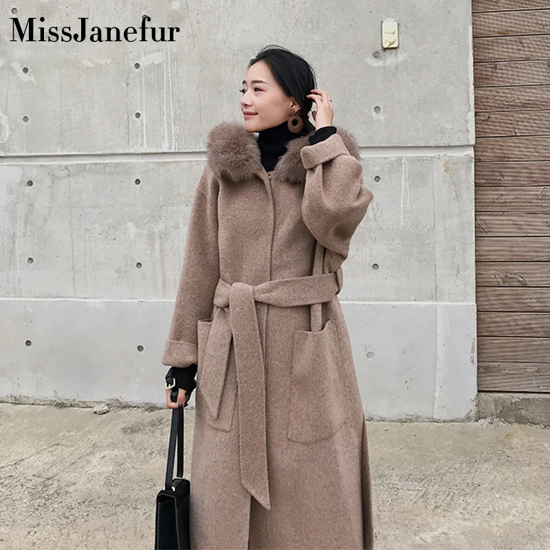 Женское кашемировое пальто с капюшоном Повседневный Кардиган воротником и