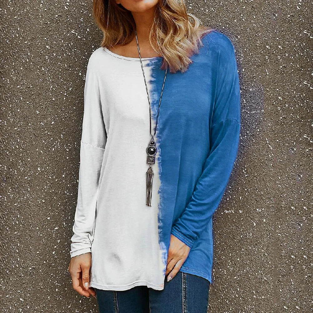 

Sexy Backless Women T-shirt Colors Patchwork Club Party Tee Shirts Long Sleeve Tops Casual Loose Harajuku Medium Length T Shirt