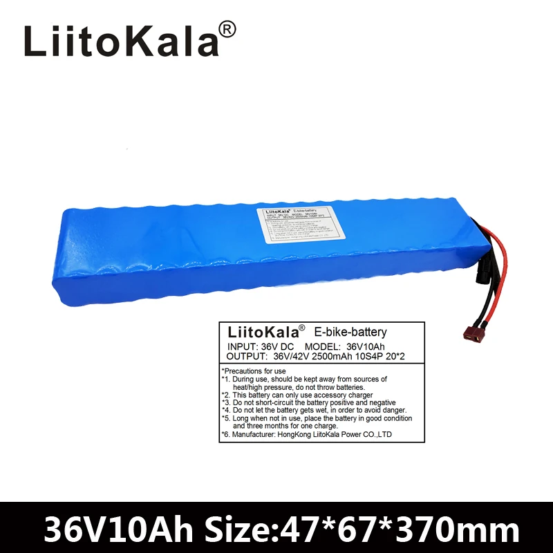Liitokala 36V 10AH 500 w высокая мощность и емкость 42 v 18650 литиевая батарея электрический