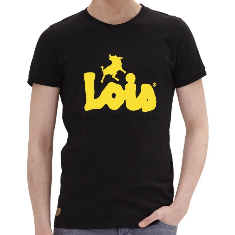 Мужская футболка Lois Camiseta черная желтая с коротким рукавом | одежда