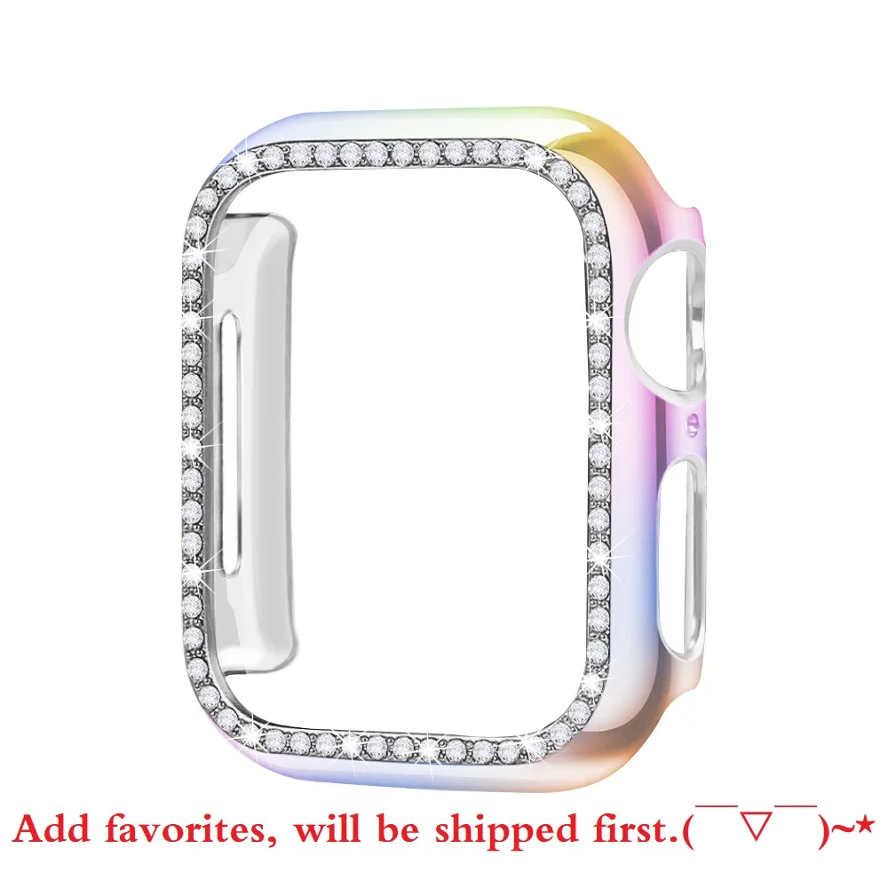 Bright color Чехол-бампер с алмазами защитный чехол для Apple Watch Cover Series 5 4 3 2 1 38 мм 42 мм чехол s для Iwatch 5 4 40 мм 44 мм аксессуары для часов - Цвет: Bright color
