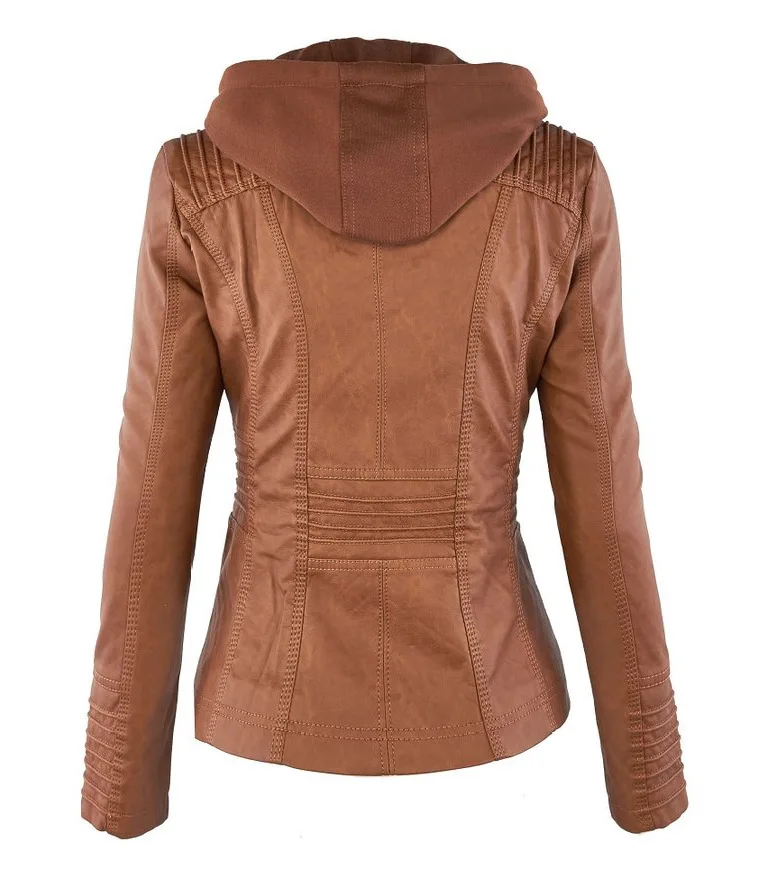 

2021 New Women Autumn Winter Faux Soft Leather Jackets Coats Lady Black PU Zipper Epaule Motorcycle Streetwear leather jackets