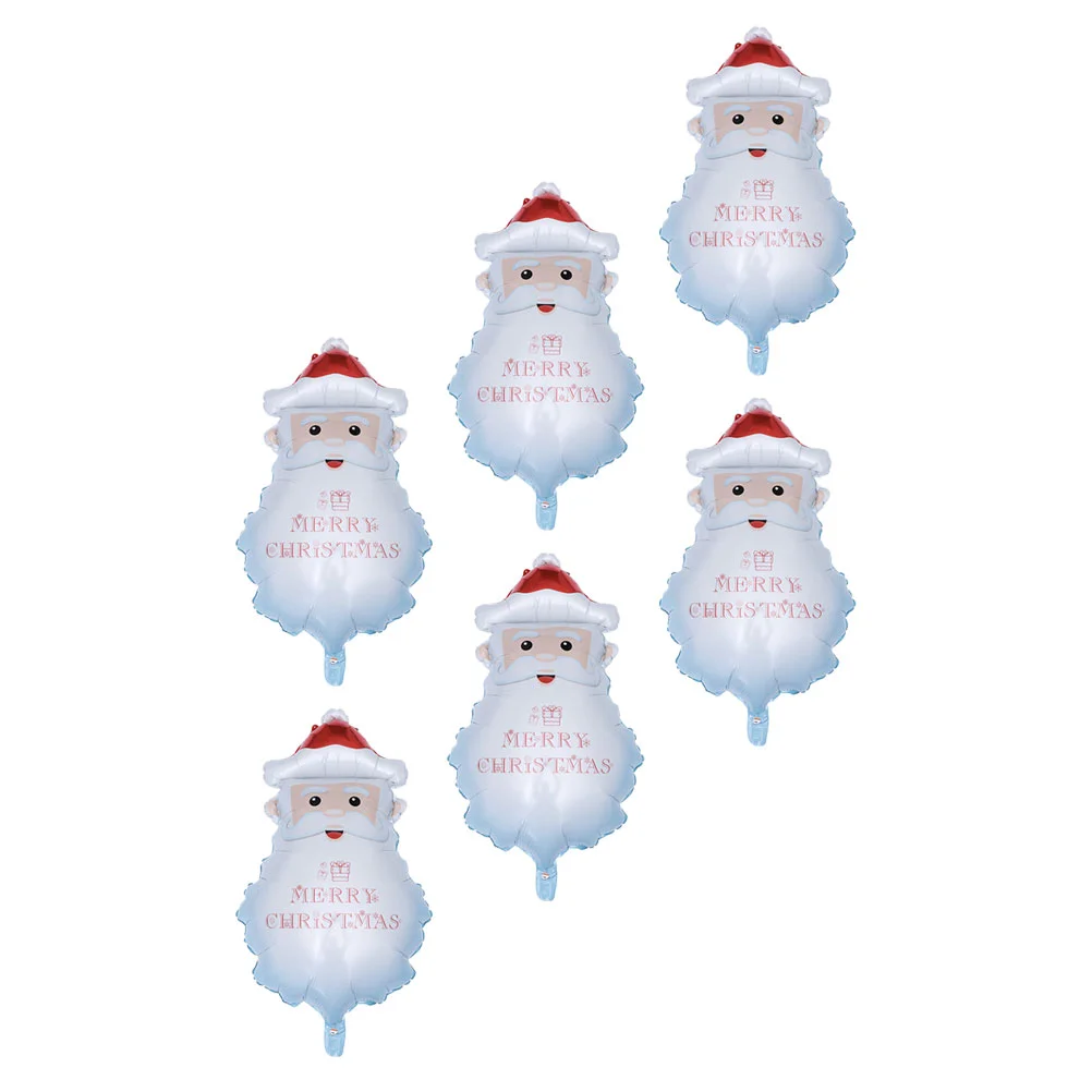 

6pcs Christmas Decoration Santa Claus Patterned Balloon Party Foil Balloon White