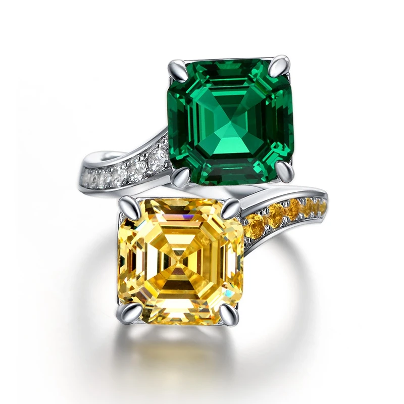 

Женское Открытое кольцо с драгоценным камнем, цитрином и изумрудом