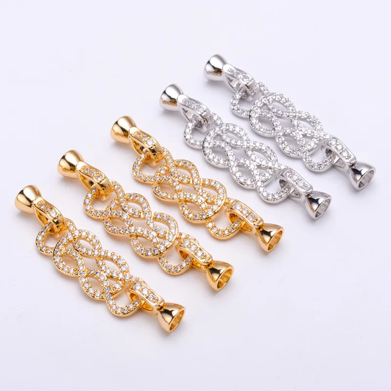 

Clasps For Jewelry Making Fastening Accessories 18K GOLD PLATED Cubic Zirconia Clasps For DIY Pearls Necklace Bracelet Clasp