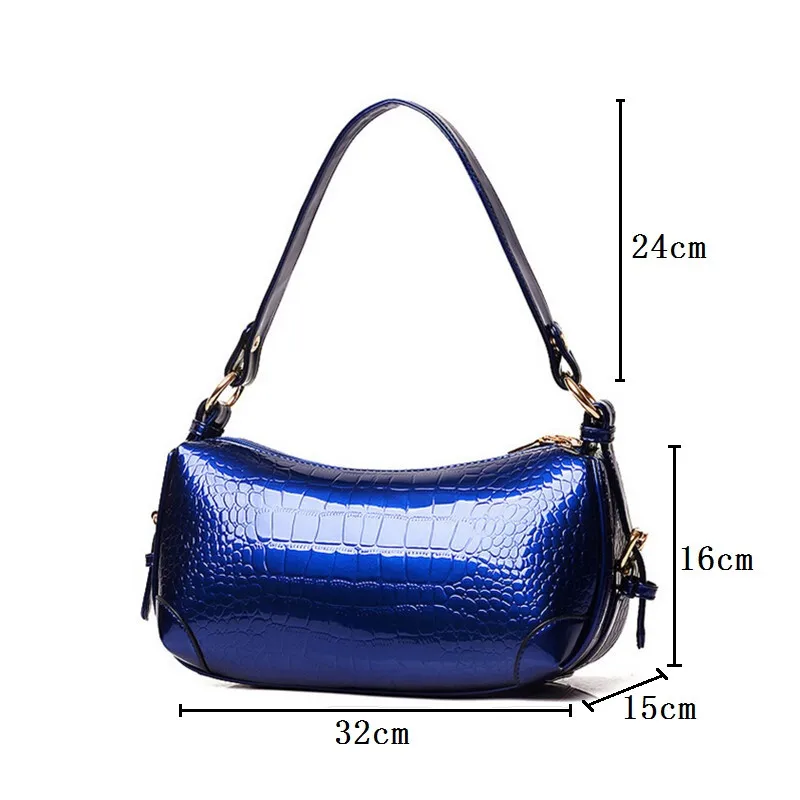 

Fashion Women Shoulder Bags PU Leather Crocodile Pattern Patent PU Leather Handbags Multifunction Hobos Crossbody Bag Hot Sale