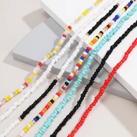 2021 simple seed beads strand necklace women string beaded short choker necklace jewelry chokers necklace gift