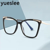 49613plastic titanium square anti blue light cat eye glasses frame men women optical fashion computer eyeglasses