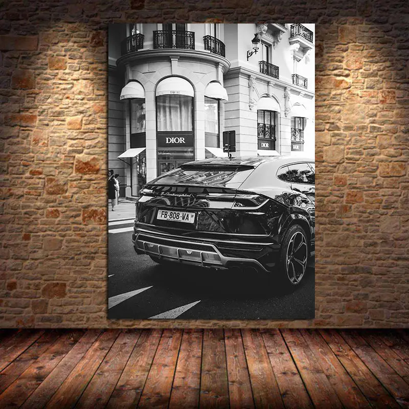 

Customizable European Wall Paintings Retro Handsome Car Modern Home Decoration Frameless Waterproof Ink Printing Canvas Posters