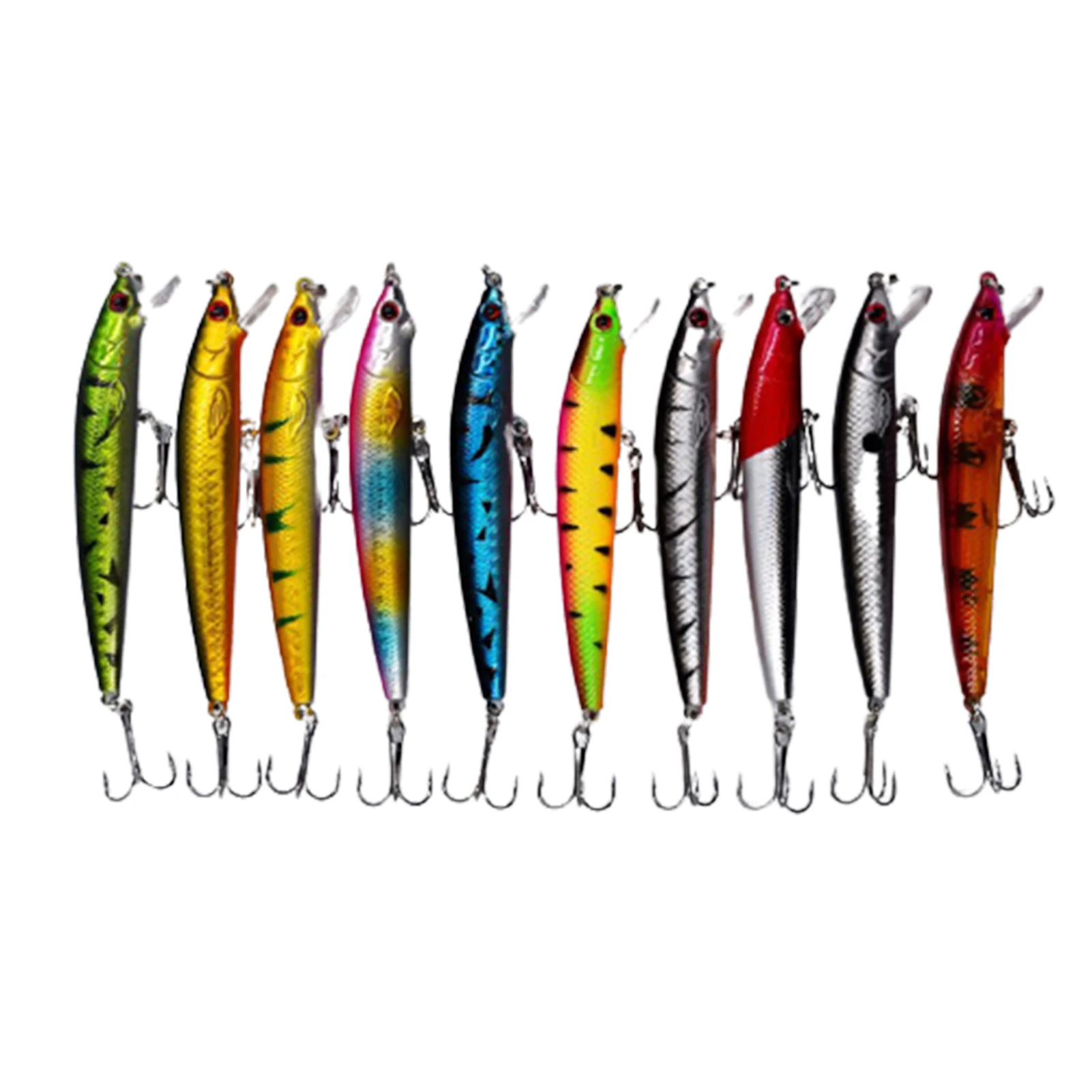 

10 PCS Fake Fish Lure Wobbler Baits with Hook Hard Fishing Supplies for Bass Trout Salmon Gifts for Fishers 9.5cm jlrr