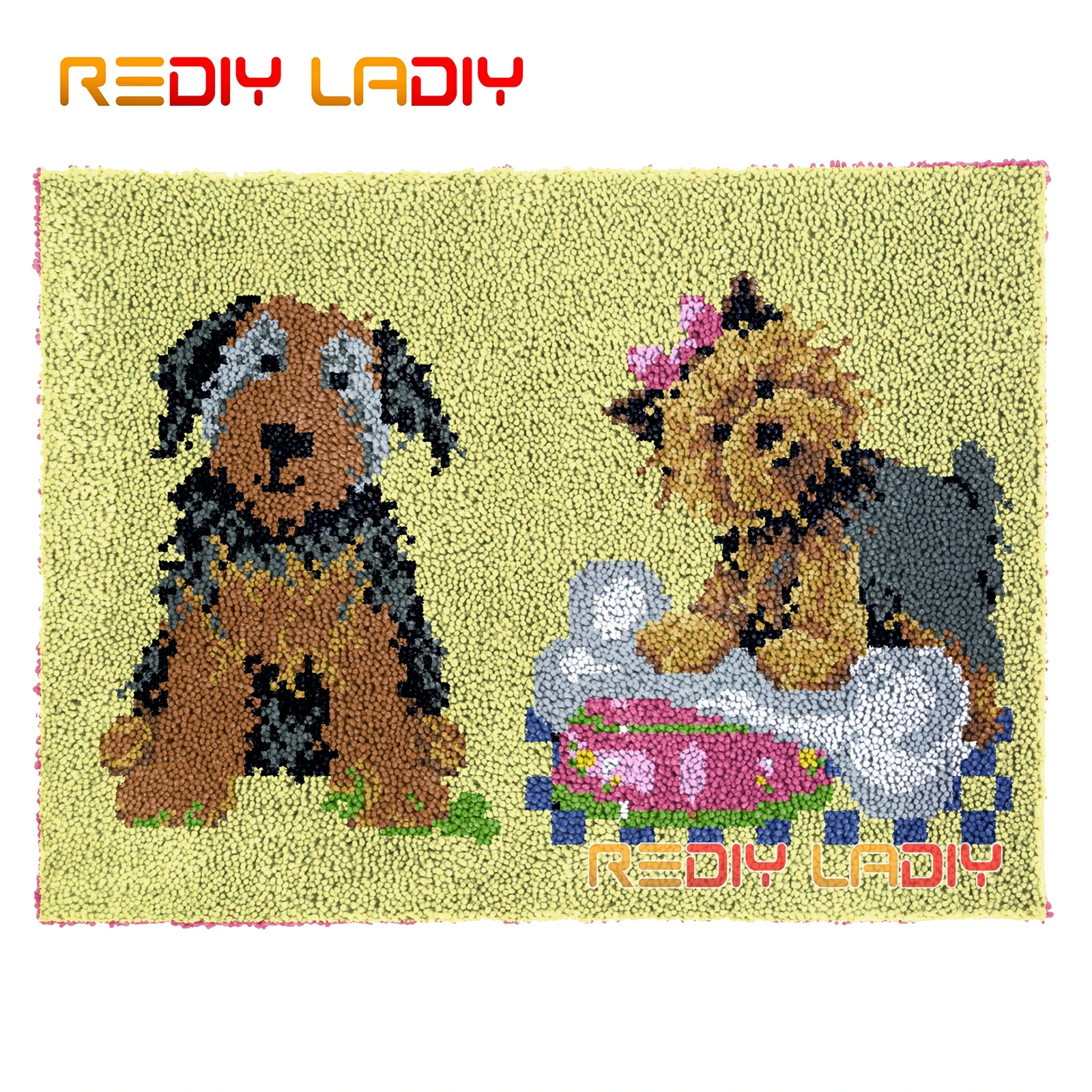 

Ковер с застежкой-крючком для двух щенков, ковер «сделай сам», набор ковровых покрытий из крупной пряжи, подушка, вязаный крючком настенный ...