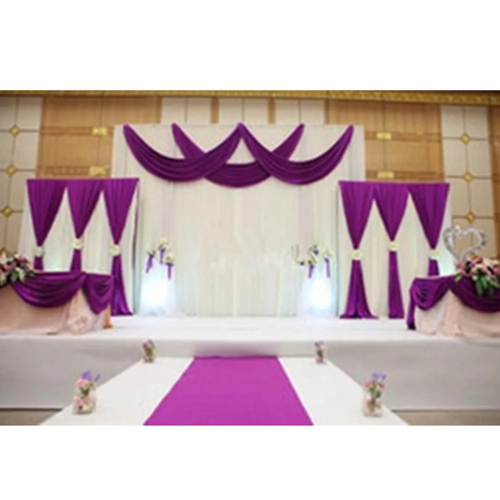 

HoT Selling 3pcs/lot (1pcs 4*3m+2pcs 2*2m) ice silk Wedding Drape curtain Pleated Backdrop Curtain Decoration&Swag Background