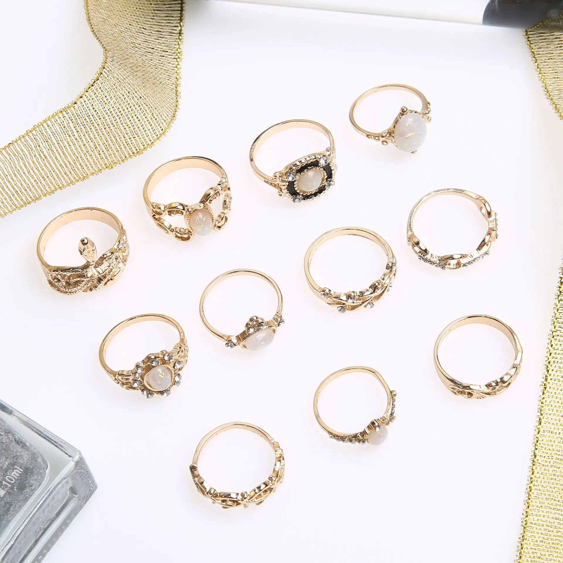 11 шт./компл. богемные женские кольца звезда корона крест змея геометрия кристалл