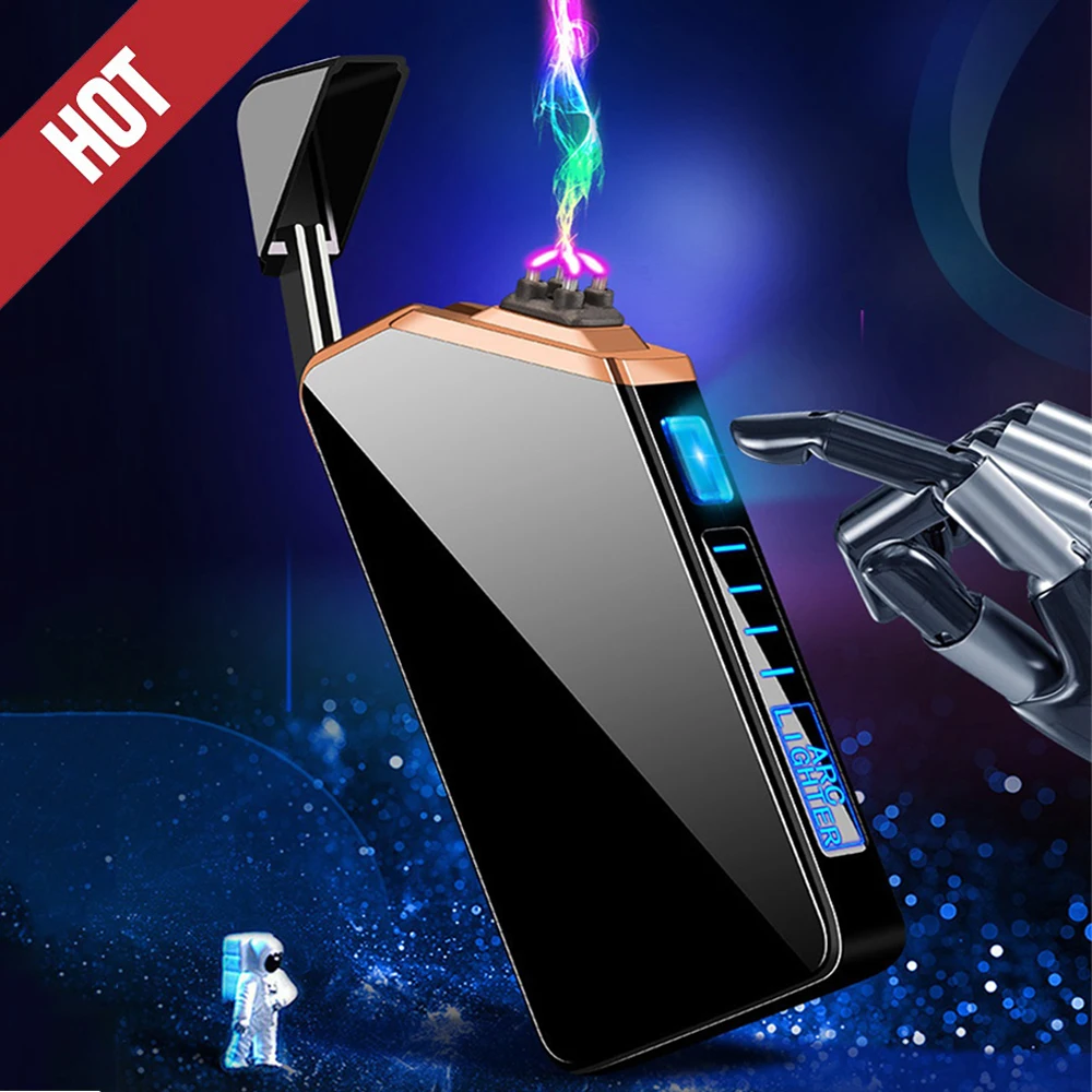 

Windproof Double Arc Lighter Fingerprint Sensing Electric Lighter Creative Flameless Electronic Lighter USB Rechargeable Lighter