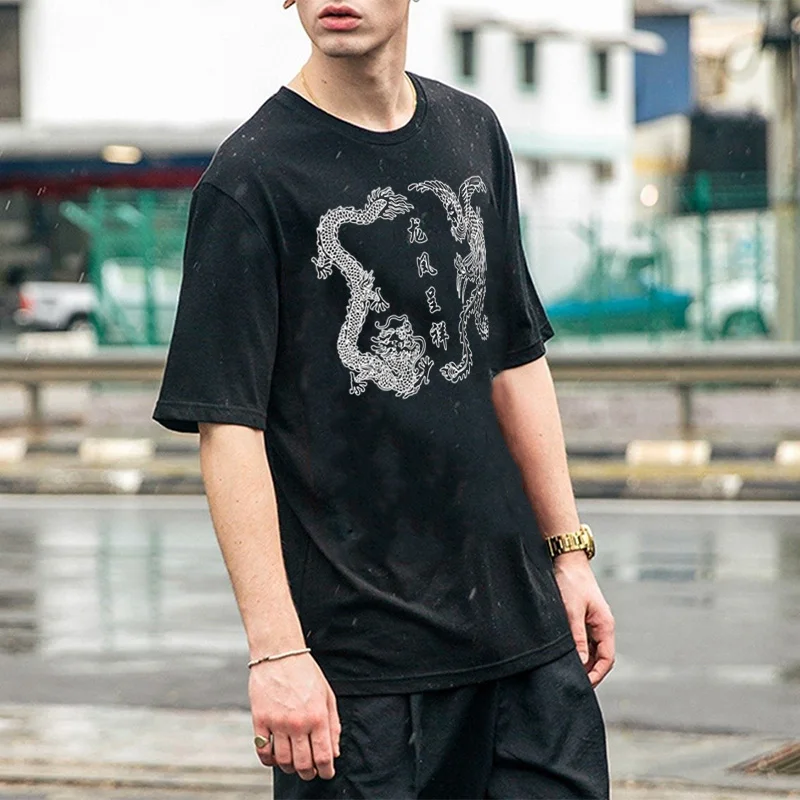 Футболка женская с принтом дракона ulzzang винтажная Повседневная рубашка