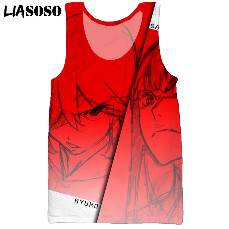 

LIASOSO Men's Anime Kill La Kill Cute Girl Cool Fashion Vest Casual Sleeveless Harajuku Hip Hop Street 3D Print Beach Tank Tops