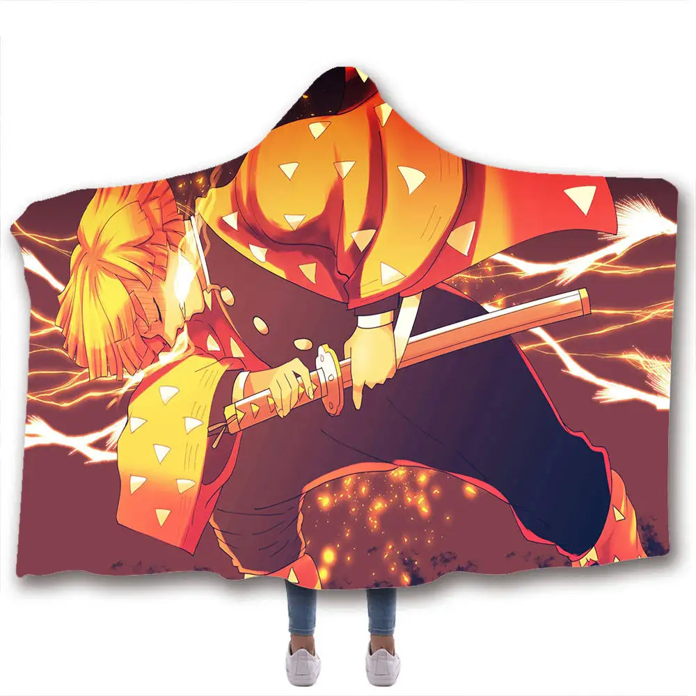 Demon Slayer Kimetsu no Yaiba Kamado Nezuko одеяло с капюшоном и принтом для кроватей теплое мягкое