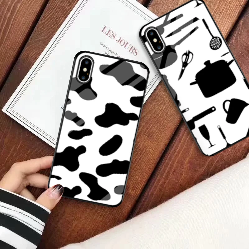 Модный силиконовый резиновый чехол из закаленного стекла для телефона iPhone 7 8 plus X
