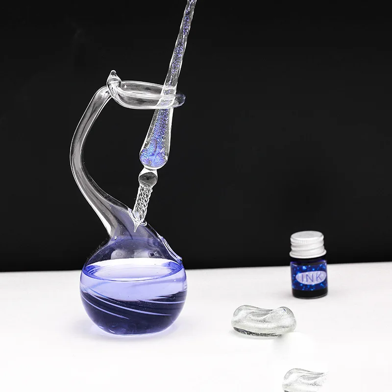 Полностью прозрачный стеклянный держатель для ручек Inkwell Dip ручной работы