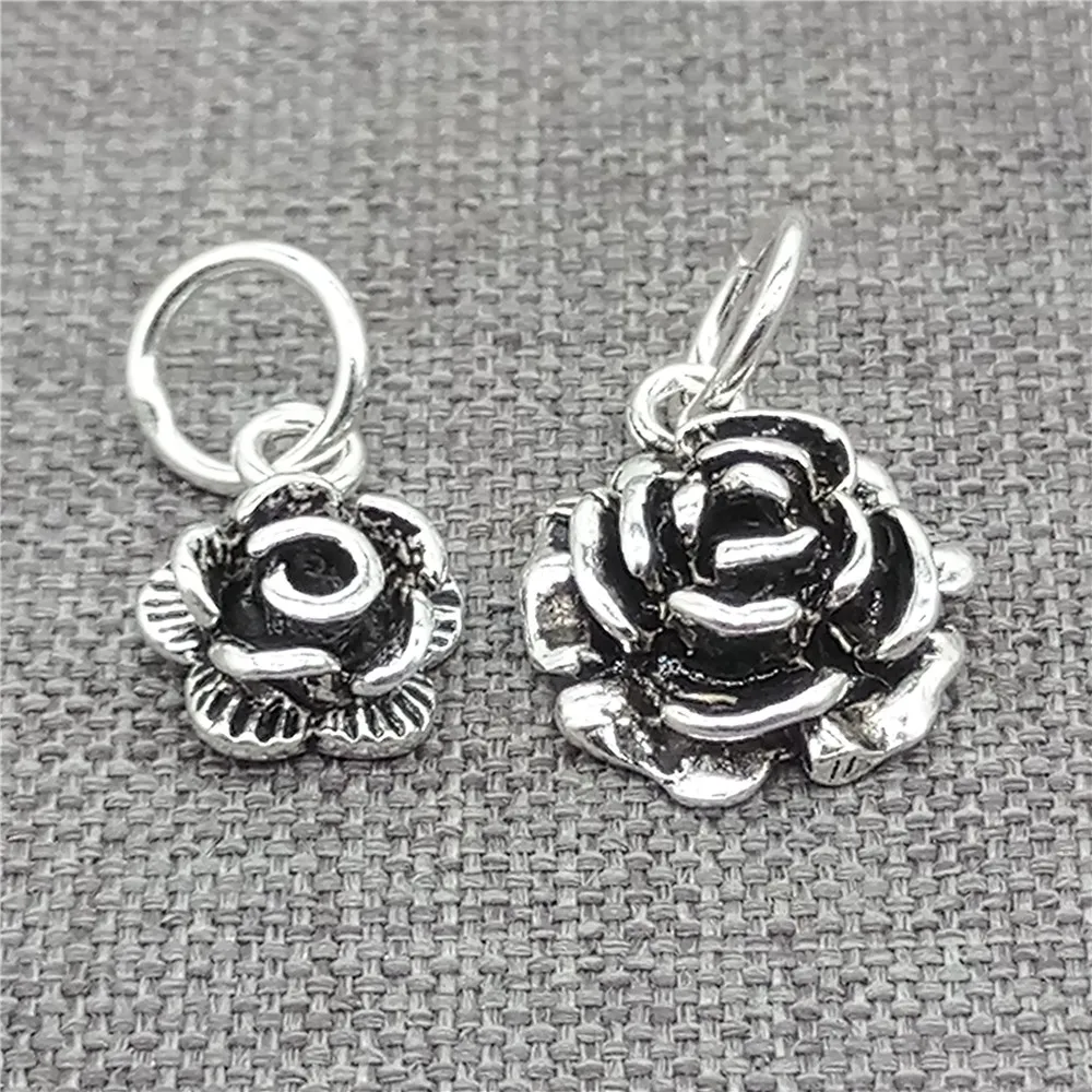 5pcs of 925 Sterling Silver Rose Flower Charms for Bracelet Necklace