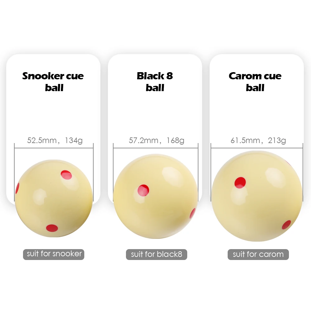 Billiard Pool Ball 52.5/57.2/61.5mm Red 6 Dot Spot Measly White/Double-sided Design Practice Training Cue | Спорт и развлечения