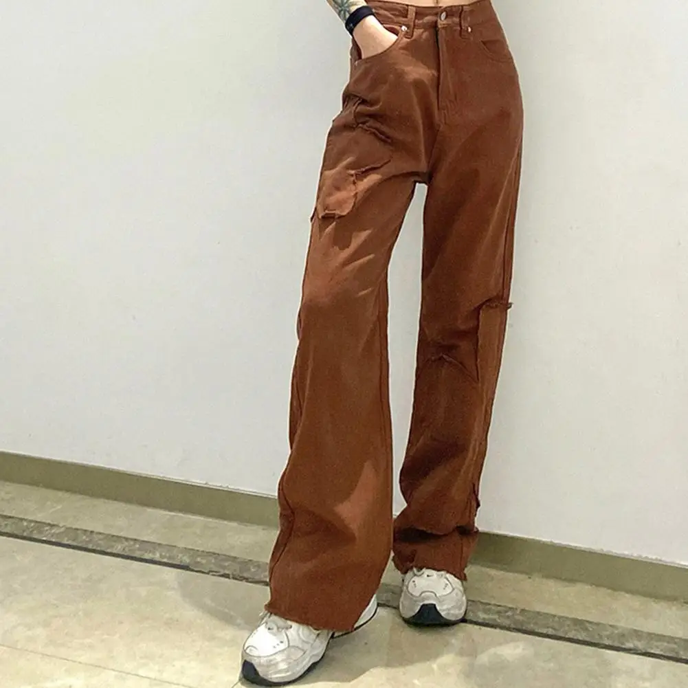 

Y2K Jeans Woman High Waist Stretch Jeans Disco Pants Brown Straight Loose Denim Trouser Loose Fashion Streetstyle Party