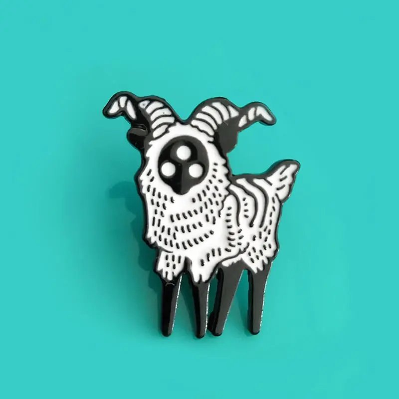 

1 PC Enamel Pin Abstract Three Eyes Sheep Brooch Buckle For Bag Collar Lapel