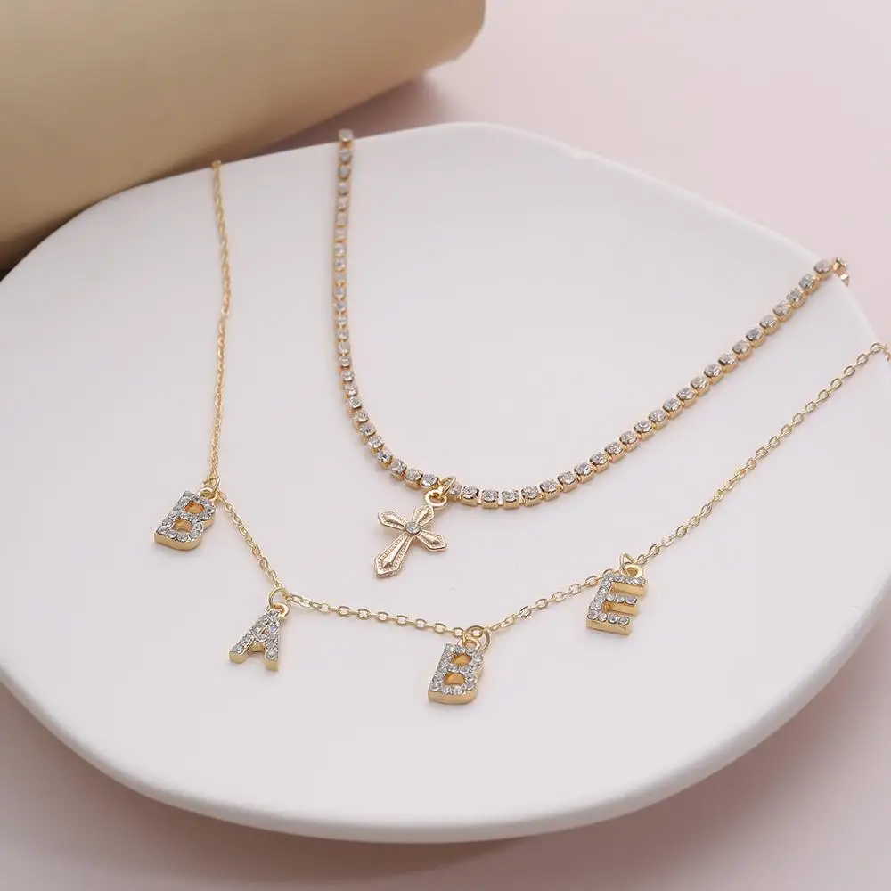 2 шт./набор блестящие ожерелья-Чокеры Стразы для девочек сексуальное ожерелье с