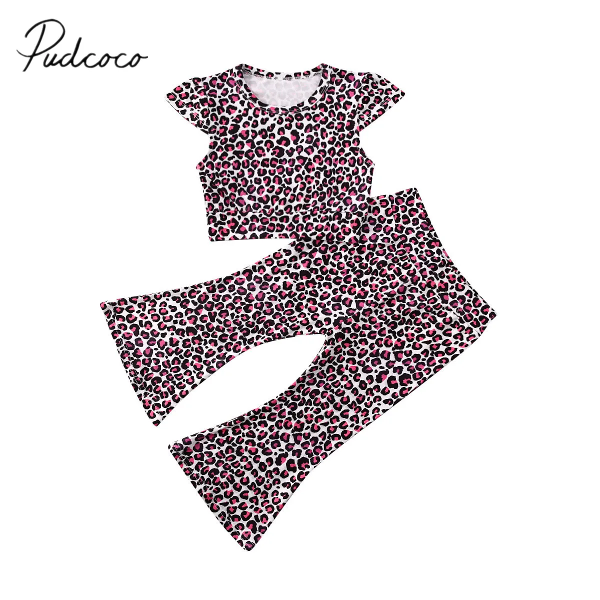 2020 летняя одежда для малышей маленьких девочек леопардовая футболка укороченные